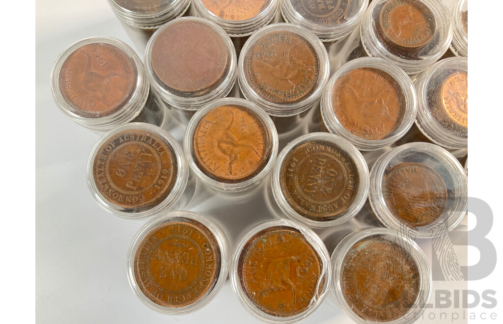 Collection of Australian Pennies and Half Pennies, Examples Spanning 1911 to 1964 - Approximately 4.6 Kilograms