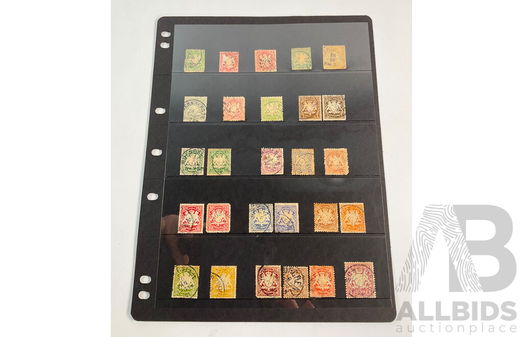 Bayern Germany 1868-1869 Stamps, Various Denominations and Shades