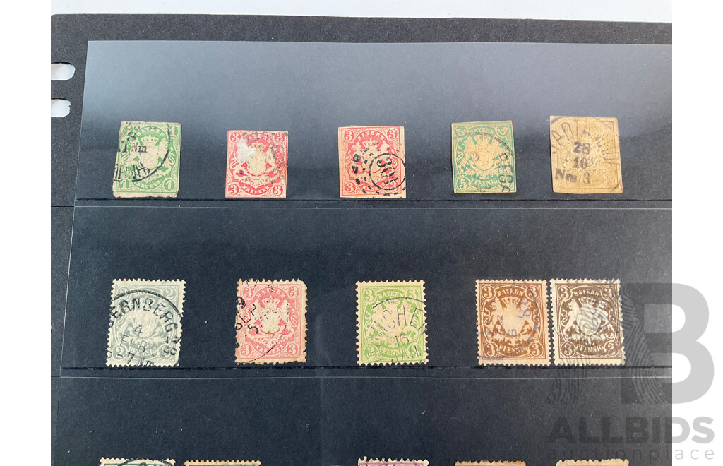 Bayern Germany 1868-1869 Stamps, Various Denominations and Shades