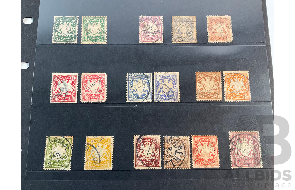 Bayern Germany 1868-1869 Stamps, Various Denominations and Shades