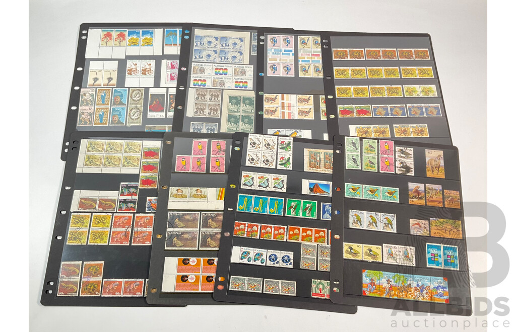 Collection of Australian Stamp Blocks, Strips and Pairs Including Mints, Predecimal, Antarctic Territory, Salvage, Sets