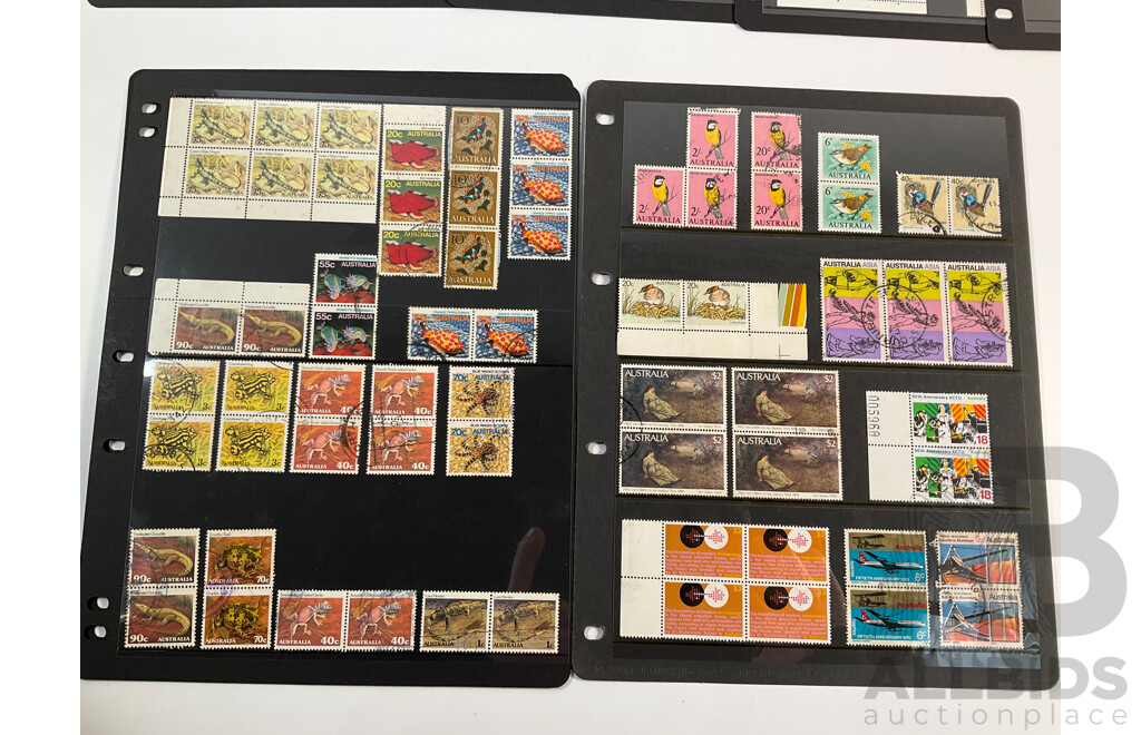 Collection of Australian Stamp Blocks, Strips and Pairs Including Mints, Predecimal, Antarctic Territory, Salvage, Sets