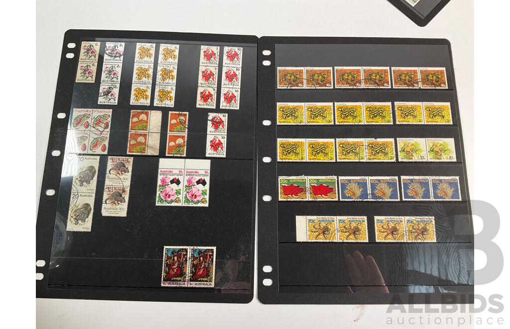 Collection of Australian Stamp Blocks, Strips and Pairs Including Mints, Predecimal, Antarctic Territory, Salvage, Sets