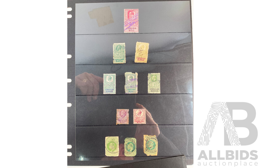 Collection of British India and Pakistan Stamps Including KGV, KEVII, KGVI, Hand Cancels, Over Prints, Consular Service, Sets