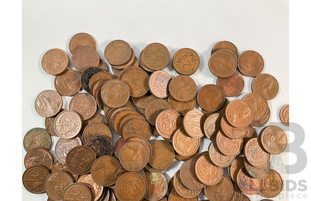 Collection of Australian One and Two Cent Coins, Examples Spanning 1966 to 1980's - Approximately 930 Grams