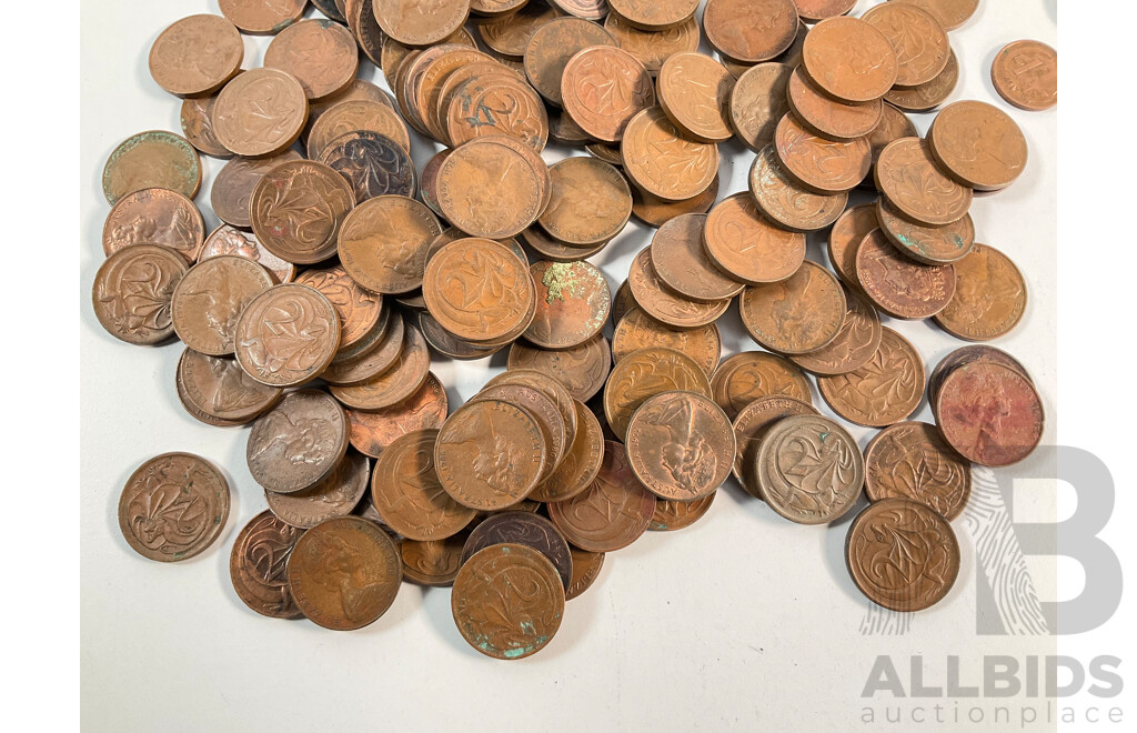 Collection of Australian One and Two Cent Coins, Examples Spanning 1966 to 1980's - Approximately 930 Grams