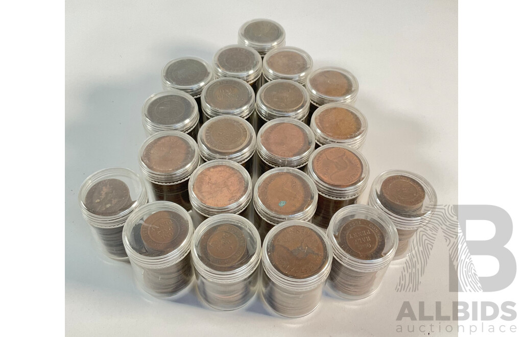 Collection of Australian Pennies and Half Pennies, Examples Spanning 1911 to 1964 - Approximately 4.6 Kilograms