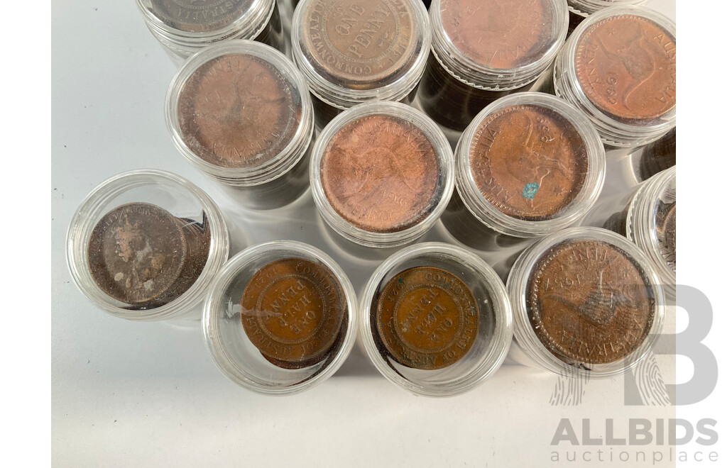 Collection of Australian Pennies and Half Pennies, Examples Spanning 1911 to 1964 - Approximately 4.6 Kilograms