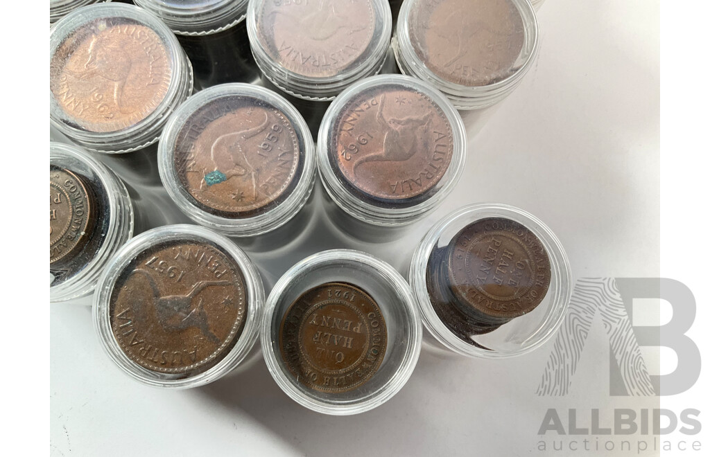Collection of Australian Pennies and Half Pennies, Examples Spanning 1911 to 1964 - Approximately 4.6 Kilograms