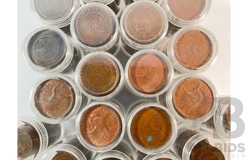Collection of Australian Pennies and Half Pennies, Examples Spanning 1911 to 1964 - Approximately 4.6 Kilograms