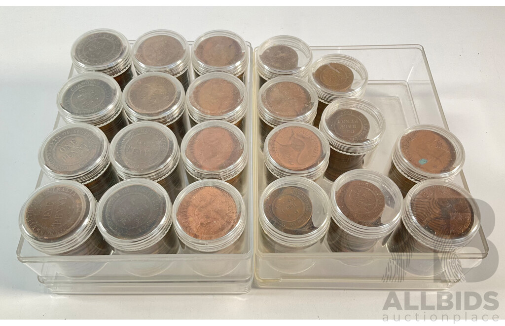 Collection of Australian Pennies and Half Pennies, Examples Spanning 1911 to 1964 - Approximately 4.6 Kilograms
