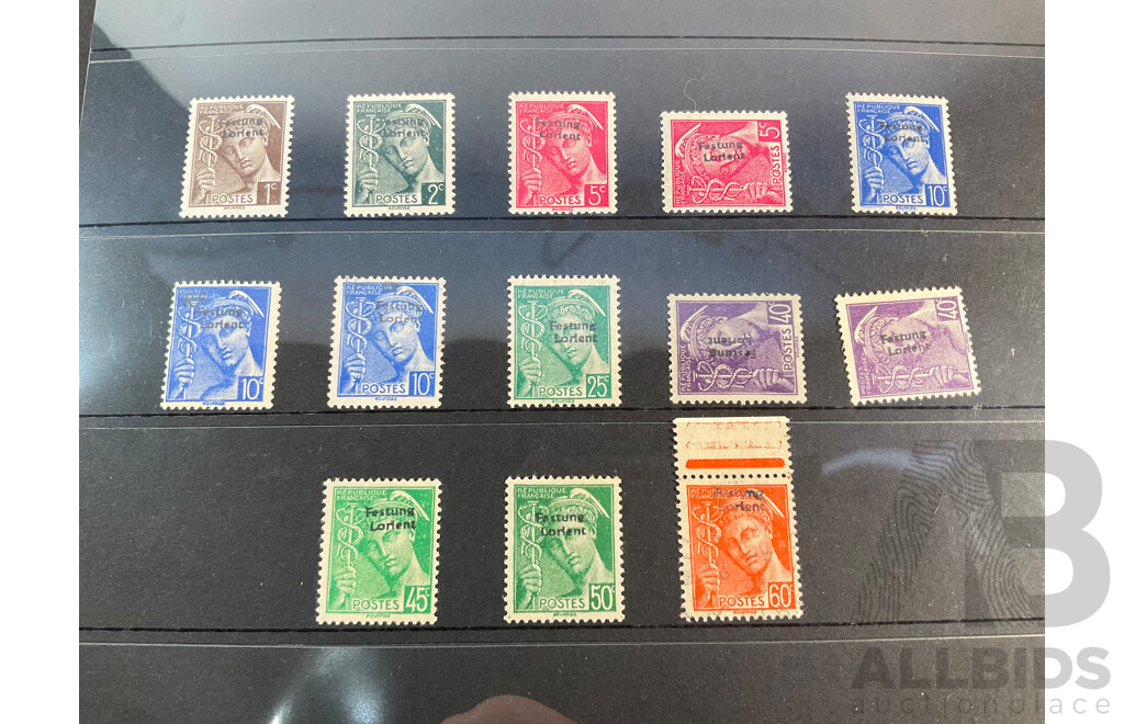 France World War Two German Occupation Stamps Including Sideways Overprints