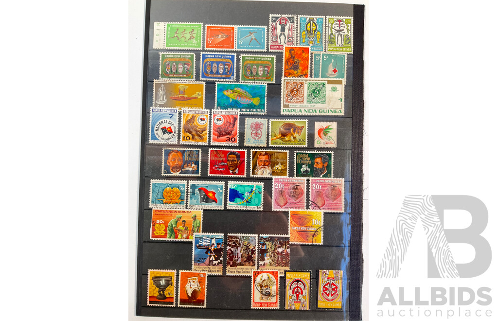 Collection of Papua, Territory of New Guinea and Papua New Guinea Stamps, Examples Spanning 1930's to 1980's, Overprints, Official Service