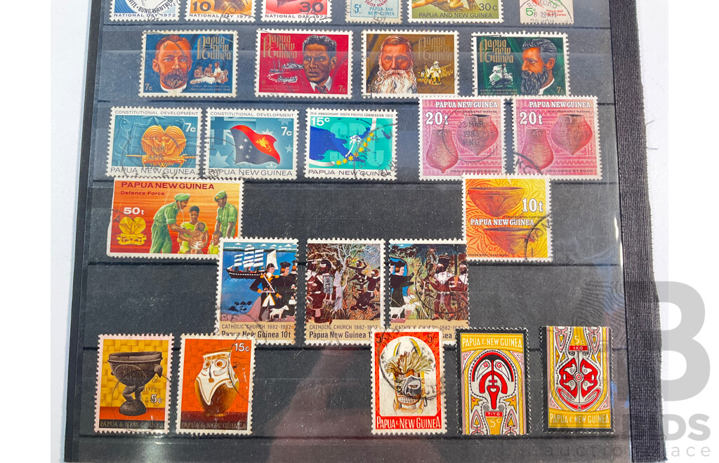 Collection of Papua, Territory of New Guinea and Papua New Guinea Stamps, Examples Spanning 1930's to 1980's, Overprints, Official Service