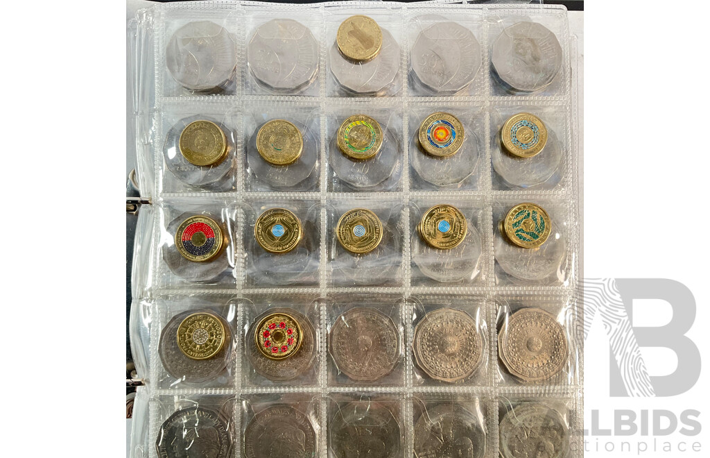 Album of Australian Decimal Coins Including Commemorative Two Dollars, One Dollars, Fifty Cents and Twenty Cents - Face Value Approximately $277