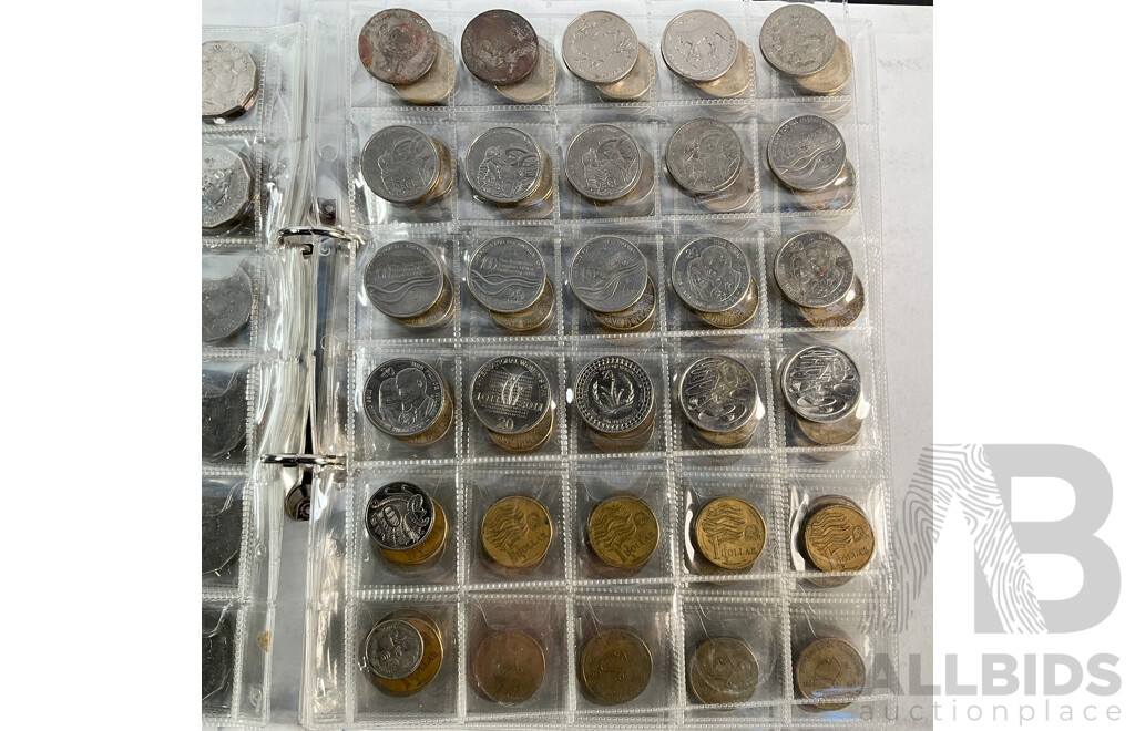 Album of Australian Decimal Coins Including Commemorative Two Dollars, One Dollars, Fifty Cents and Twenty Cents - Face Value Approximately $277