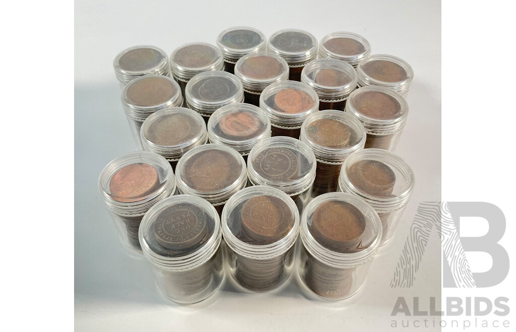 Collection of Australian Pennies and Half Pennies, Examples Spanning 1911 to 1964 - Approximately 4.6 Kilograms