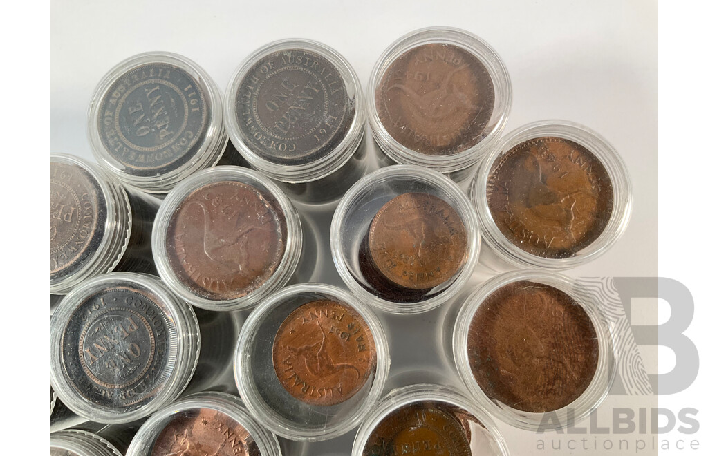 Collection of Australian Pennies and Half Pennies, Examples Spanning 1911 to 1964 - Approximately 4.6 Kilograms