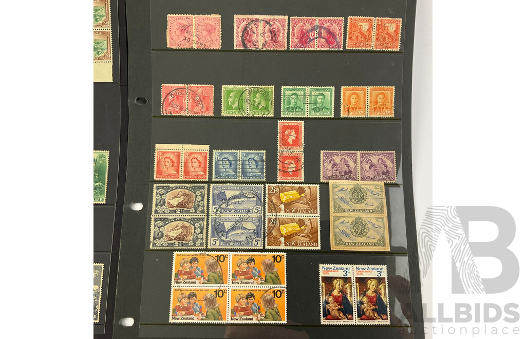 Collection of New Zealand Mostly Predecimal Mint and Cancelled Stamps, Examples From Late 1800's to 1970's, QV, KGV, KGVI