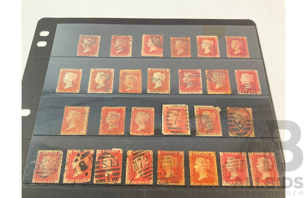 Great Britain 1800's Penny Red Collection, Various Plates