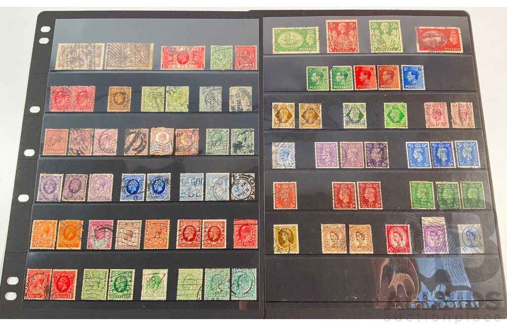 Great Britain Perfin Stamp Collection Including KGV, KGVI, QE2