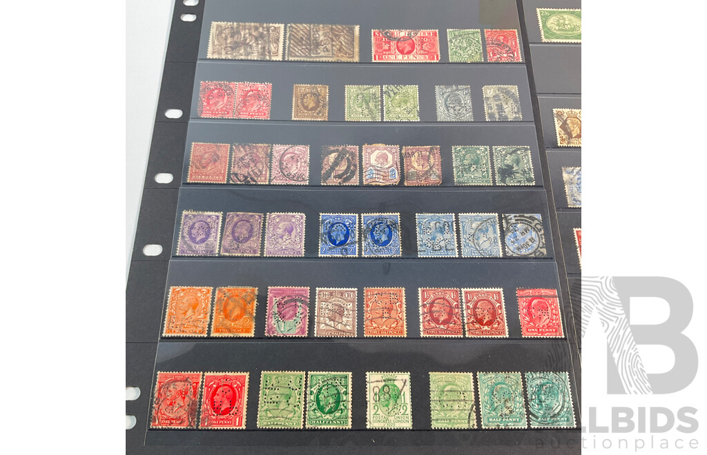 Great Britain Perfin Stamp Collection Including KGV, KGVI, QE2