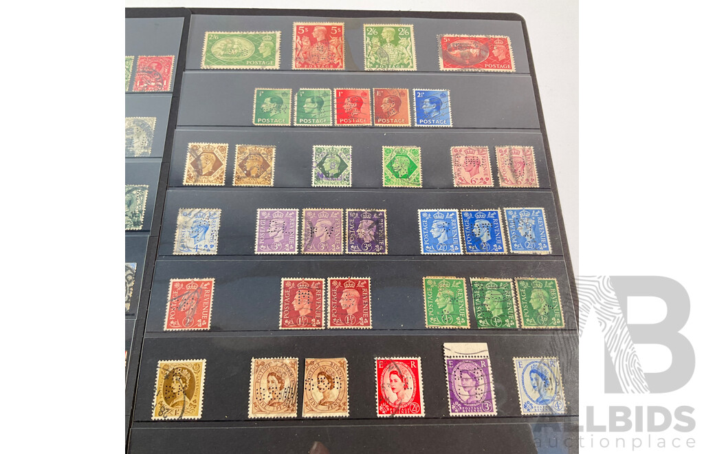 Great Britain Perfin Stamp Collection Including KGV, KGVI, QE2