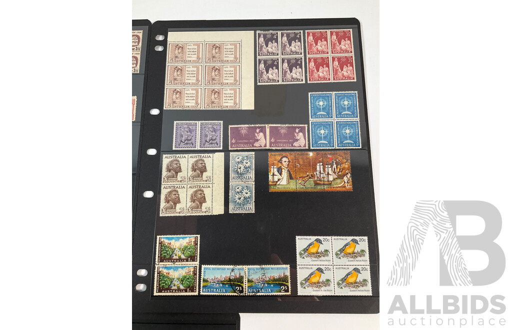 Australian Predecimal/Decimal Stamp Blocks and Pairs, Mint, Mint Hinged Cancelled, Hand Cancels