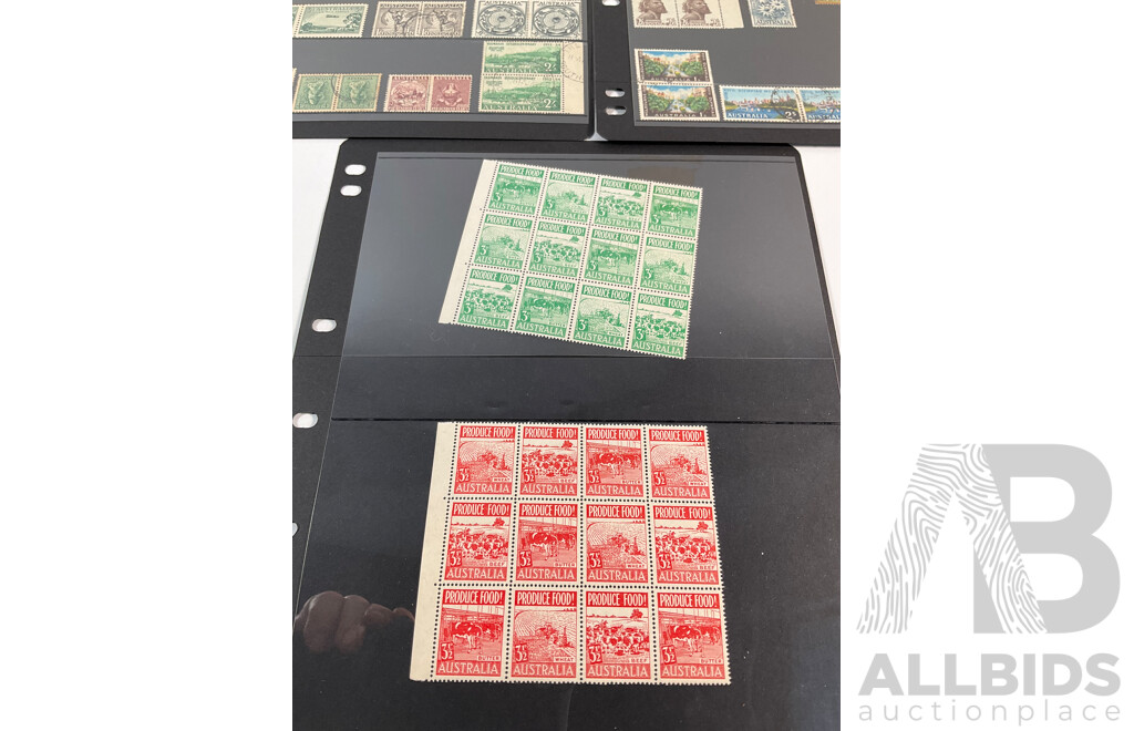 Australian Predecimal/Decimal Stamp Blocks and Pairs, Mint, Mint Hinged Cancelled, Hand Cancels