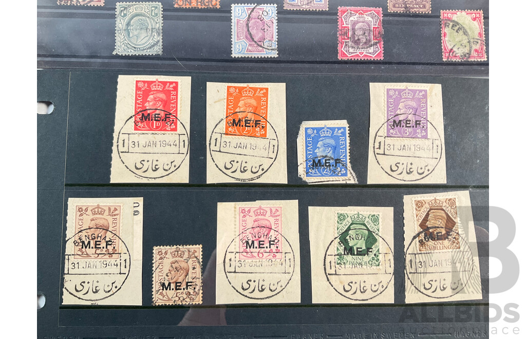Collection of Great Britain Stamp Sets Including KGV, KGVI, M.E.F Overprints