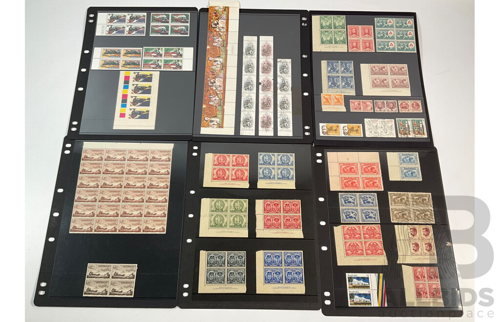 Australian Predecimal/Decimal Stamp Blocks and Pairs, Mint, Mint Hinged Cancelled, Sets