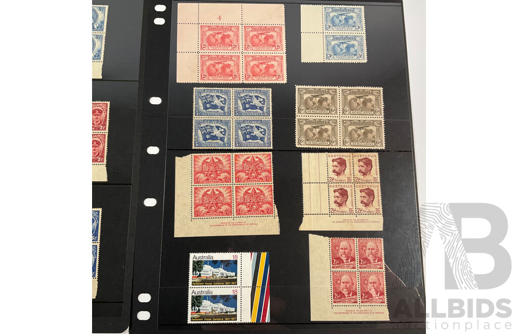 Australian Predecimal/Decimal Stamp Blocks and Pairs, Mint, Mint Hinged Cancelled, Sets
