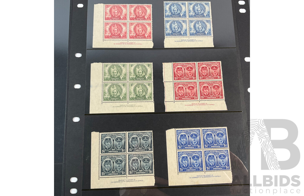 Australian Predecimal/Decimal Stamp Blocks and Pairs, Mint, Mint Hinged Cancelled, Sets