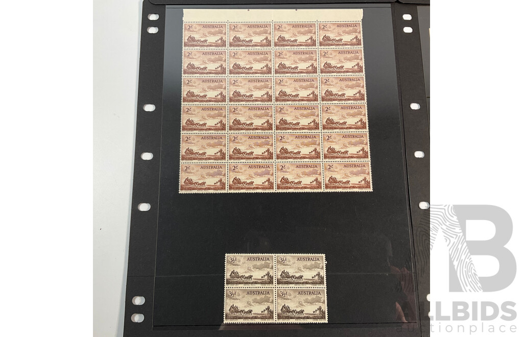 Australian Predecimal/Decimal Stamp Blocks and Pairs, Mint, Mint Hinged Cancelled, Sets