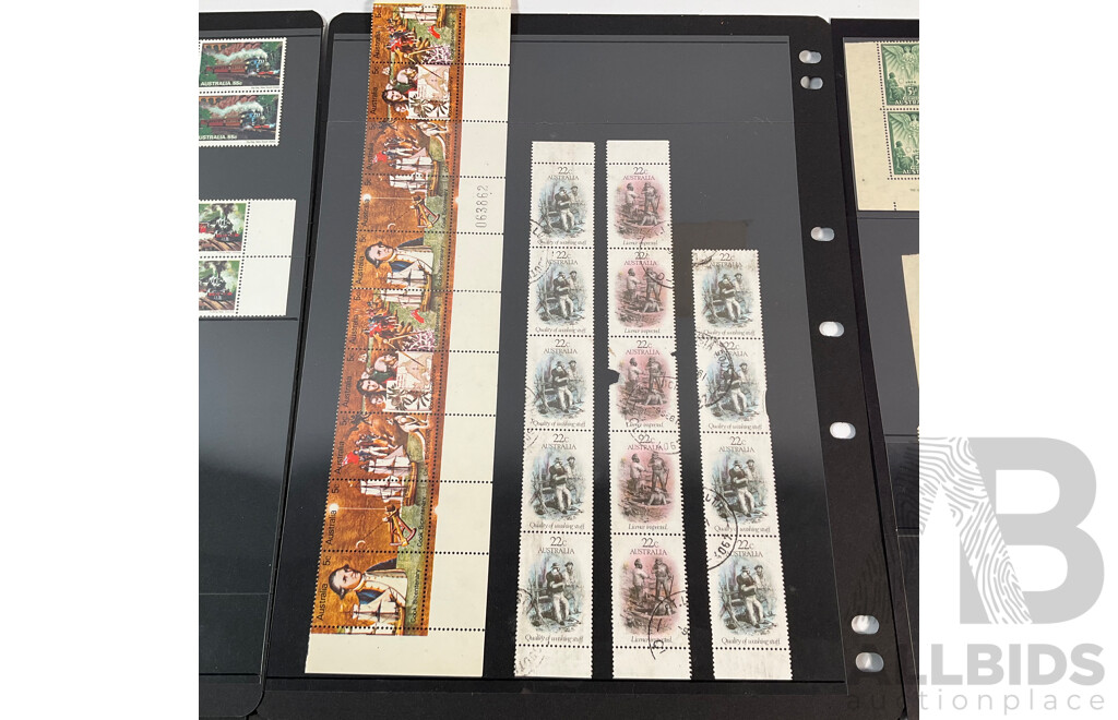 Australian Predecimal/Decimal Stamp Blocks and Pairs, Mint, Mint Hinged Cancelled, Sets