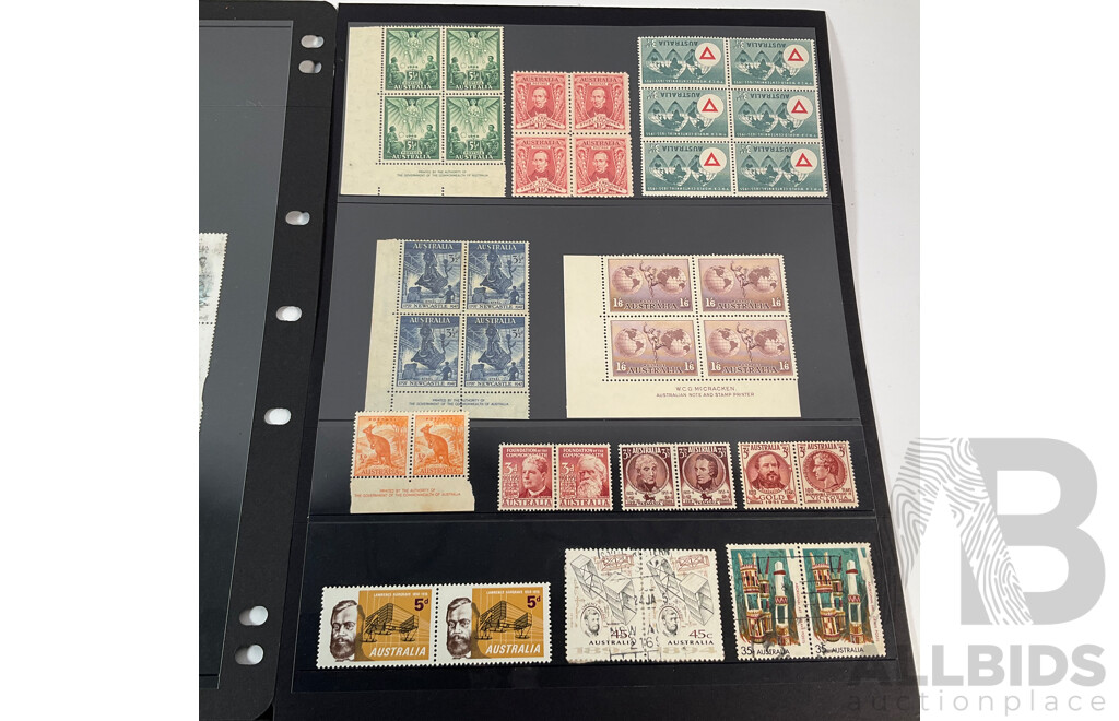 Australian Predecimal/Decimal Stamp Blocks and Pairs, Mint, Mint Hinged Cancelled, Sets
