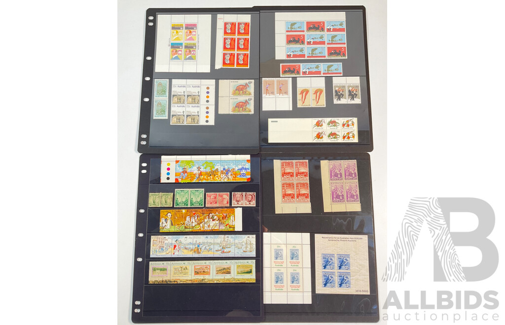 Australian Predecimal/Decimal Stamp Blocks, Pairs and Minisheets, Mostly Mint