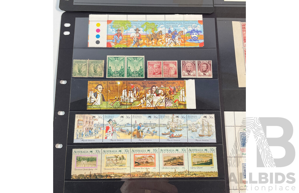 Australian Predecimal/Decimal Stamp Blocks, Pairs and Minisheets, Mostly Mint