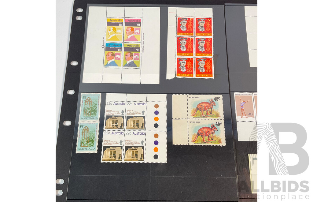 Australian Predecimal/Decimal Stamp Blocks, Pairs and Minisheets, Mostly Mint