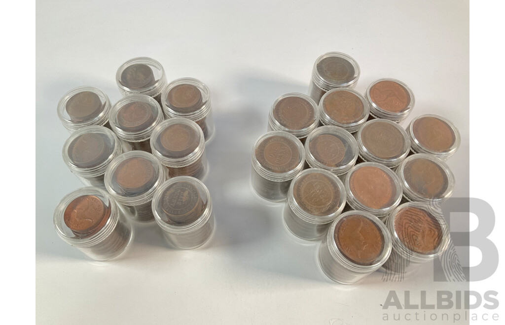 Collection of Australian Pennies and Half Pennies, Examples Spanning 1911 to 1964 - Approximately 4.6 Kilograms