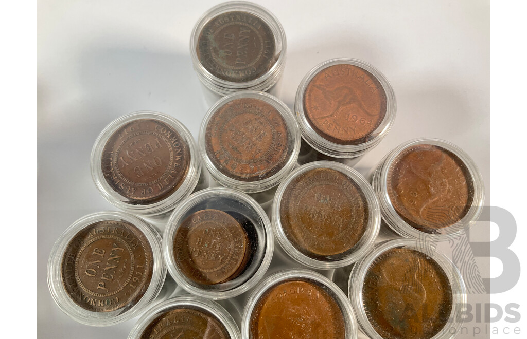 Collection of Australian Pennies and Half Pennies, Examples Spanning 1911 to 1964 - Approximately 4.6 Kilograms