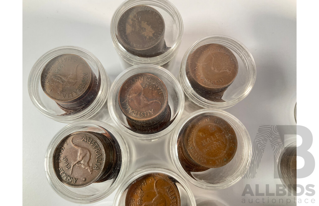 Collection of Australian Pennies and Half Pennies, Examples Spanning 1911 to 1964 - Approximately 4.6 Kilograms
