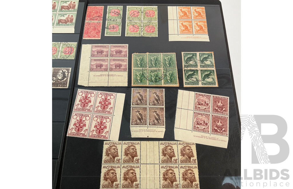 Australian Predecimal Stamps, Blocks and Pairs