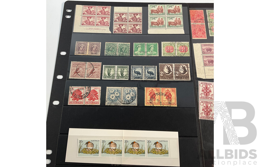 Australian Predecimal Stamps, Blocks and Pairs