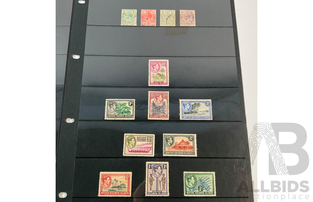Great Britain/Solomon Islands Stamps, KGV, KGVI, QE2, Ten Shillings