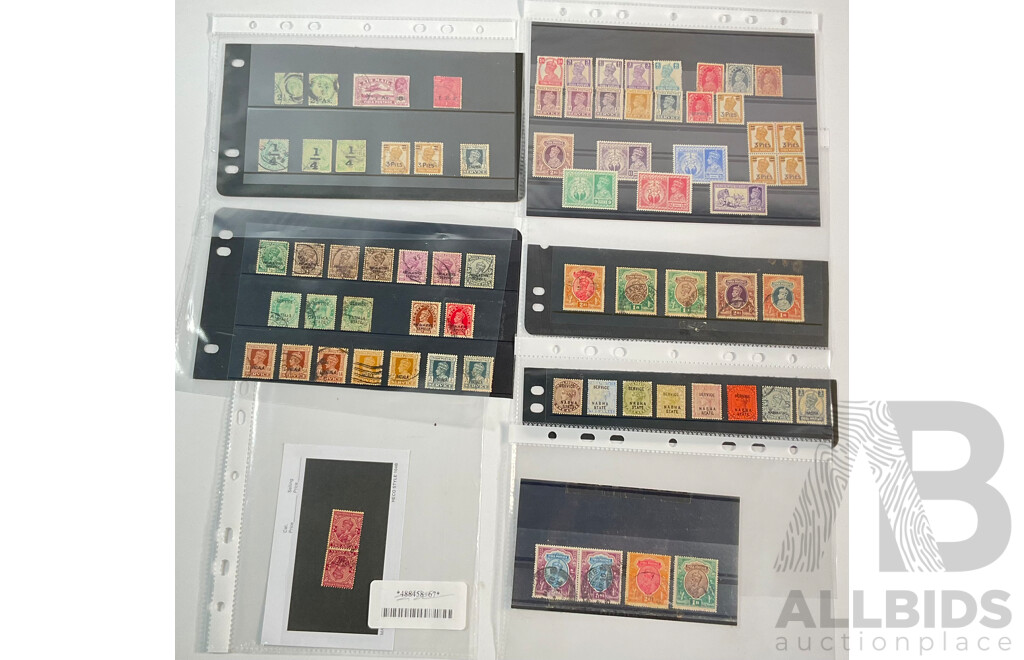British India 1881-1939 Stamps Including KGV Tete Beche, Airmail, Patiala State Service, Overprints, Mint Hinged