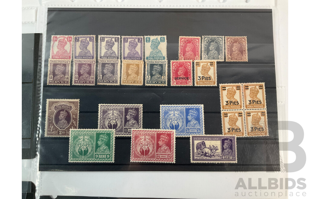 British India 1881-1939 Stamps Including KGV Tete Beche, Airmail, Patiala State Service, Overprints, Mint Hinged