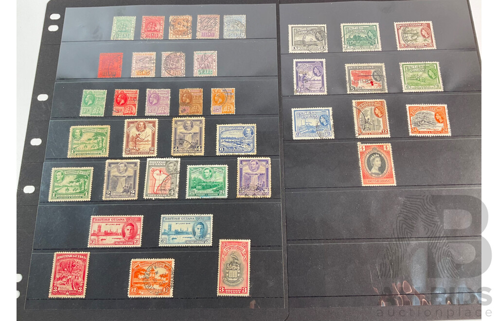 British Guiana Stamps Including KGV, KGVI, QE2, Hand Cancel, Mint Hinged