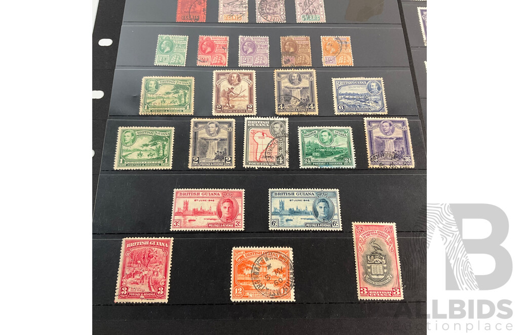 British Guiana Stamps Including KGV, KGVI, QE2, Hand Cancel, Mint Hinged