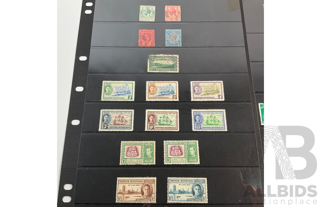 British Honduras Stamps Including KGV, KGVI, Mint Hinged